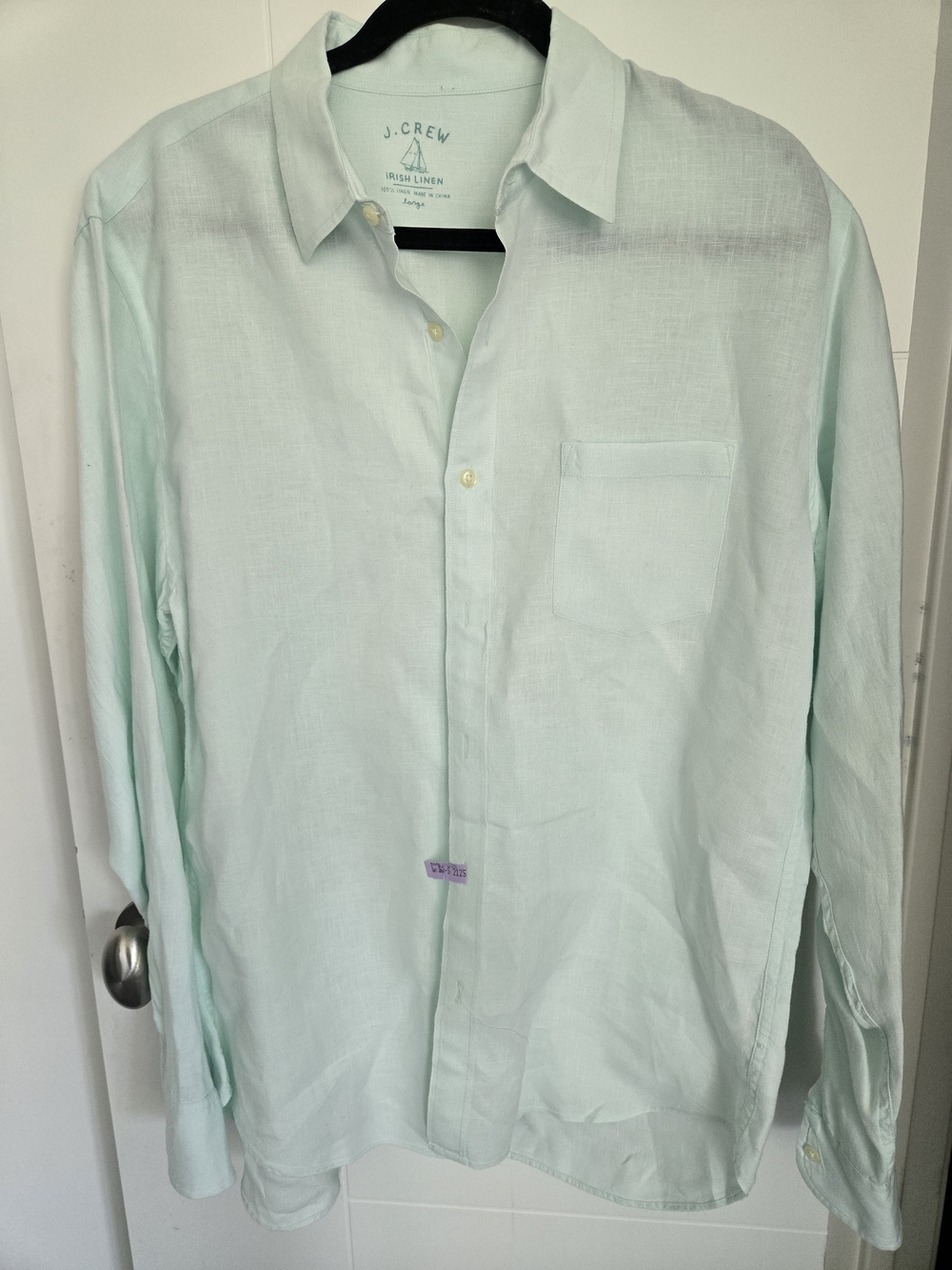 J.Crew Men’s Light Mint Linen Shirt